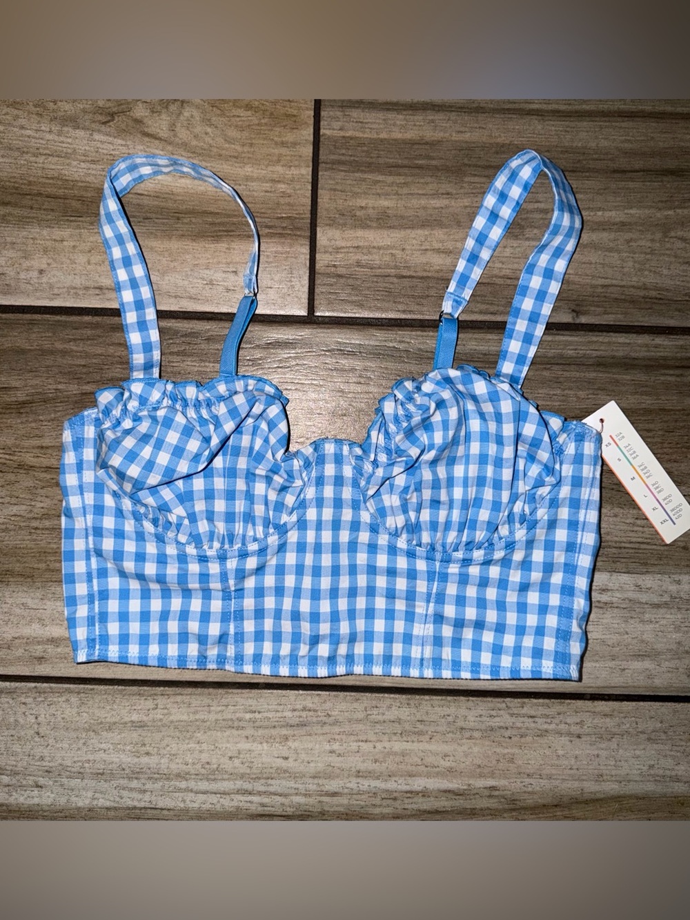 Colsie Blue Gingham Longline Bralette